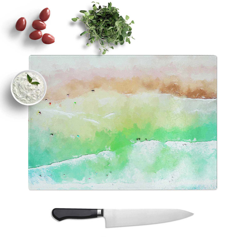 Tempered Glass Cocoa Beach in Orlando Chopping Board, 39 cm W x 28.5 cm L