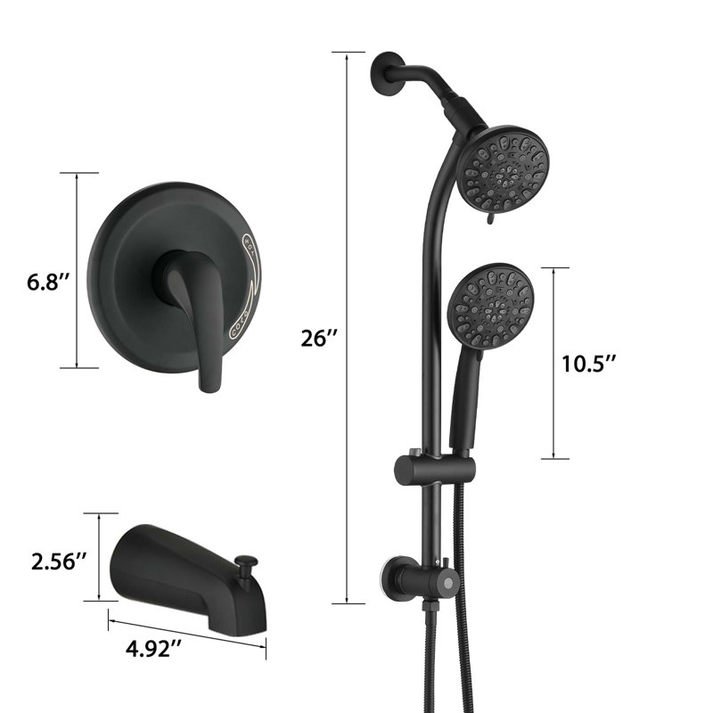 Tool-Free 7-Spray Shower System 1.8GPM, Matte Black