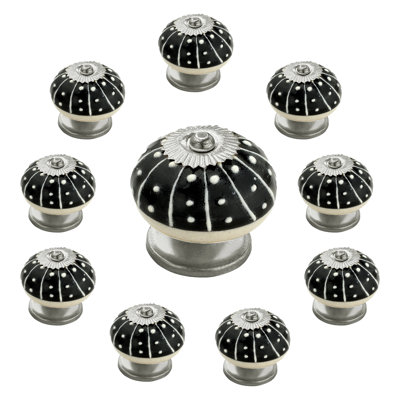 Intersection 1 3/5" Black/White Cabinet Knob