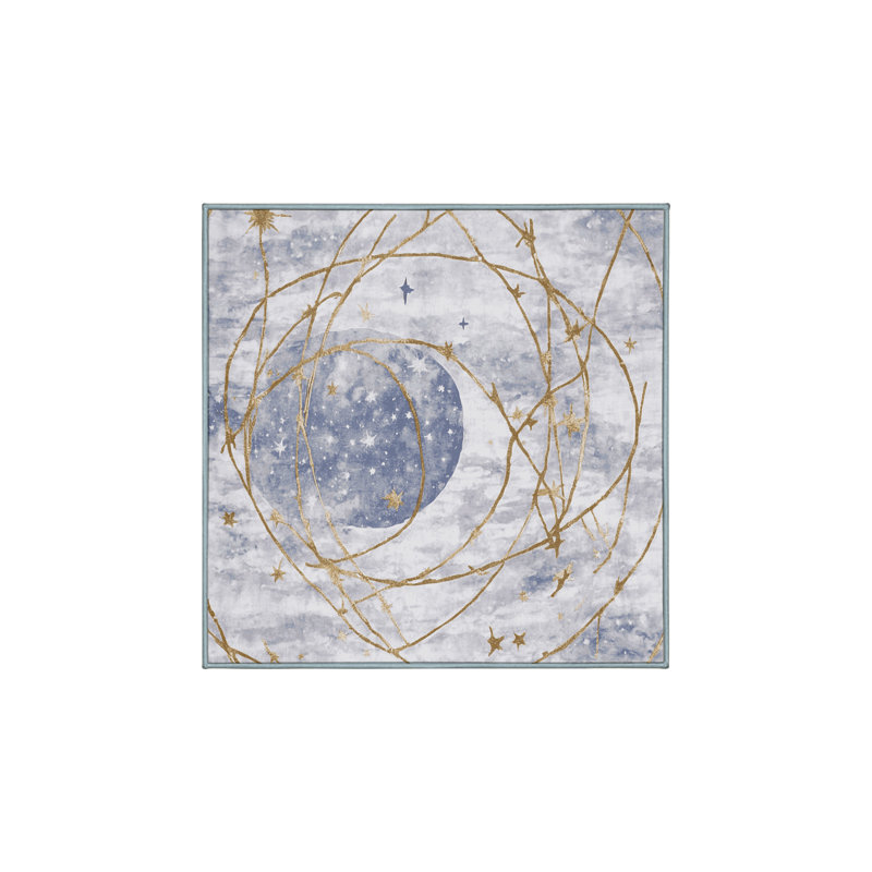 Tapis bleu lavable à la machine, Carré 5 pi
