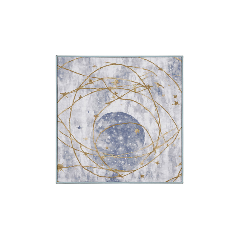 Tapis bleu lavable à la machine, Carré 8 pi