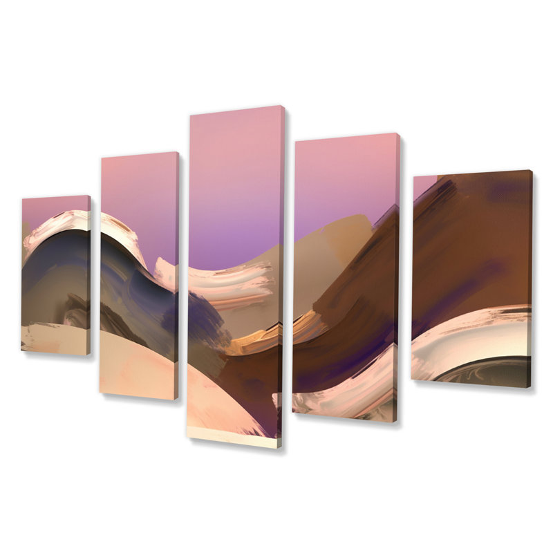 Courteny - impression sur toile de paysage abstrait - 5 panneaux