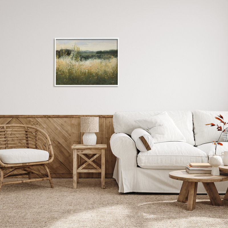 «Abstract Grassland» par Julia Purinton, H 24 po x l 30 po x P 1,5 po, Giclée encadrée blanc bord de mer