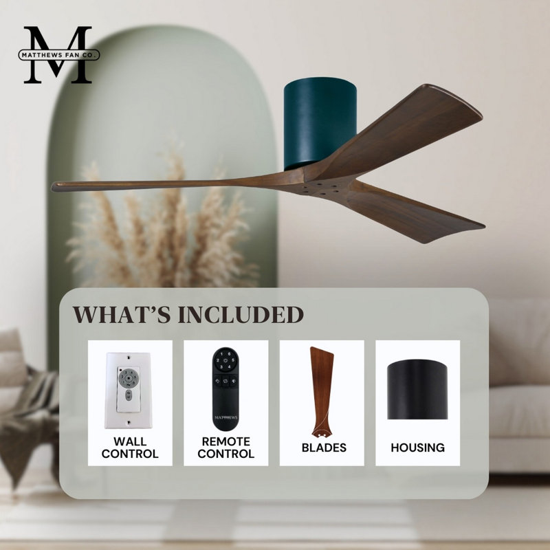 Irene Ceiling Fan, Matte Black, Walnut Tone, 60"
