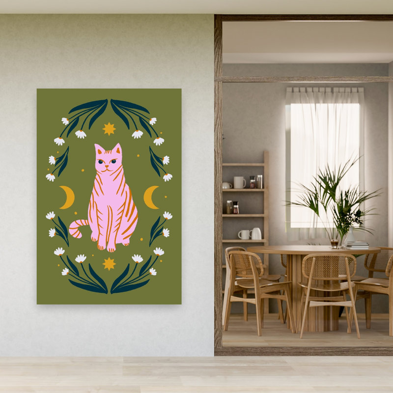 «Mystic Pink Cat», abstrait, impression de marguerite, art mural nature, 60" H x 40" W