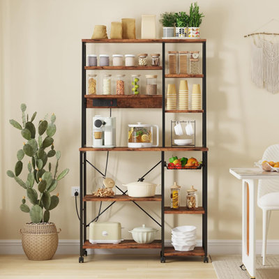 Microwave Stand Bakers Rack W Power Outlet