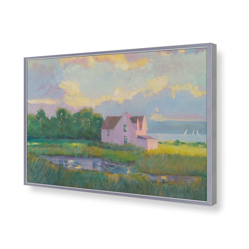 Imprimé rose chalet crépuscule, H 25,25 po x l 37,25 po, Encadrement ouvert, chrome poli
