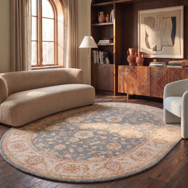 Tapis oriental en laine touffeté à la main Dunbar, Ovale 7 pi 6 po x 9 pi 6 po