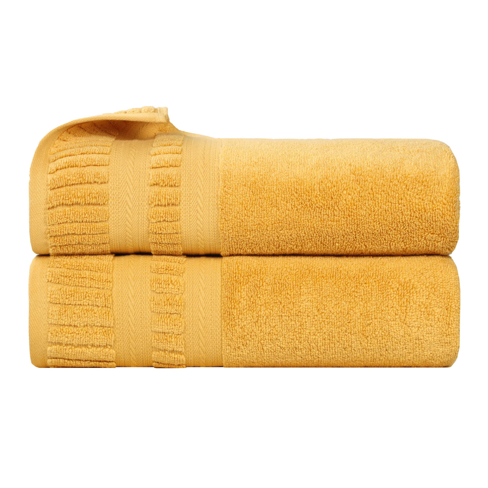 Venice Zero Twist Cotton Medium Weight Soft Absorbent Towel Set, Gold, Bath Towels - 2 Pack