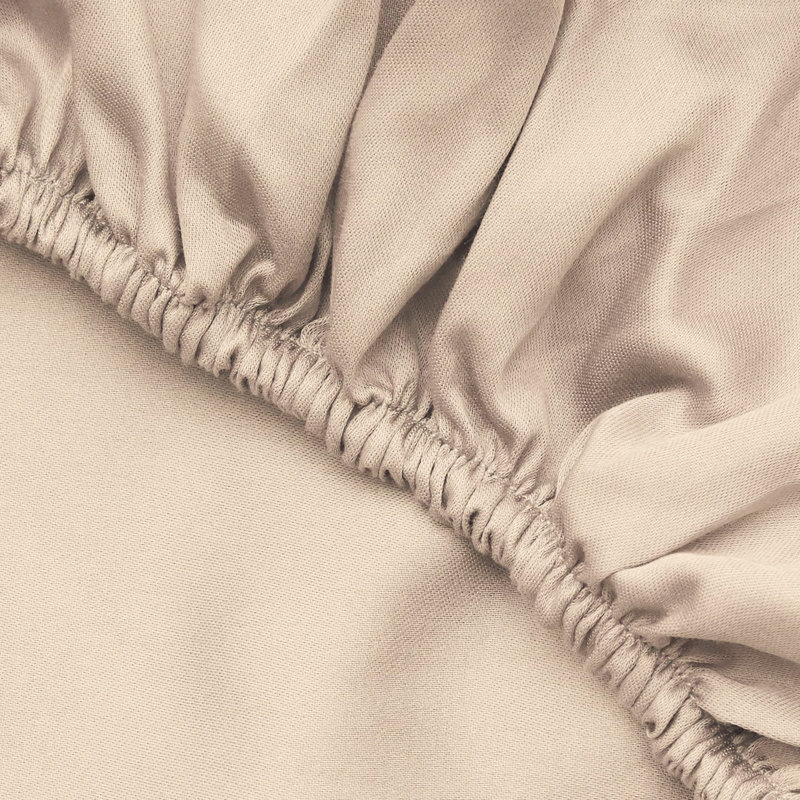 100% Cotton Satin Double XL Fitted Sheet, Beige, 55.1 x 78.7 + 11.8 inches | Soft & Durable, Machine Washable, 125 GSM | Perfect for Luxurious Sleep Experience and Easy Care in Any Bedroom