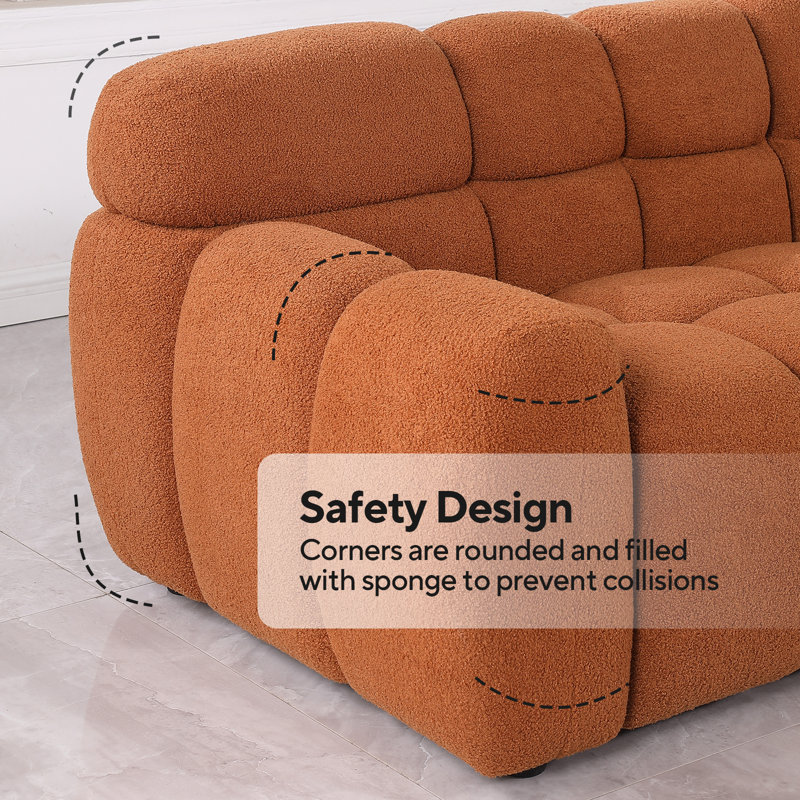 Daviya 86.5" Upholstered Sofa, Brown, 28" H x 65" W x 36" D