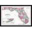 «Vintage Map of the State of Florida», reproduction d'art graphique sur papier encadrée-974902080