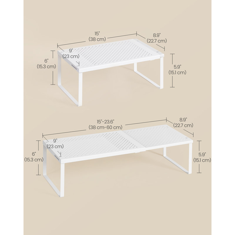 Tablette de comptoir de cuisine, organisateur de placard extensible, étagère à épices, métal, peu encombrant, Blanc mat