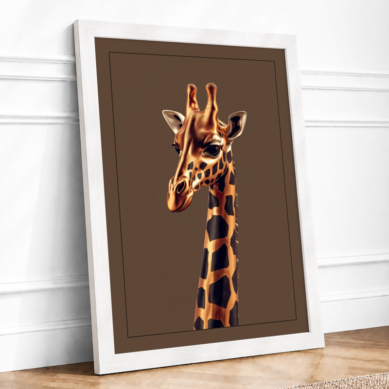 Giraffe Portrait Boho - Framed Print, A3 - 42.0 x 29.7 cm, White