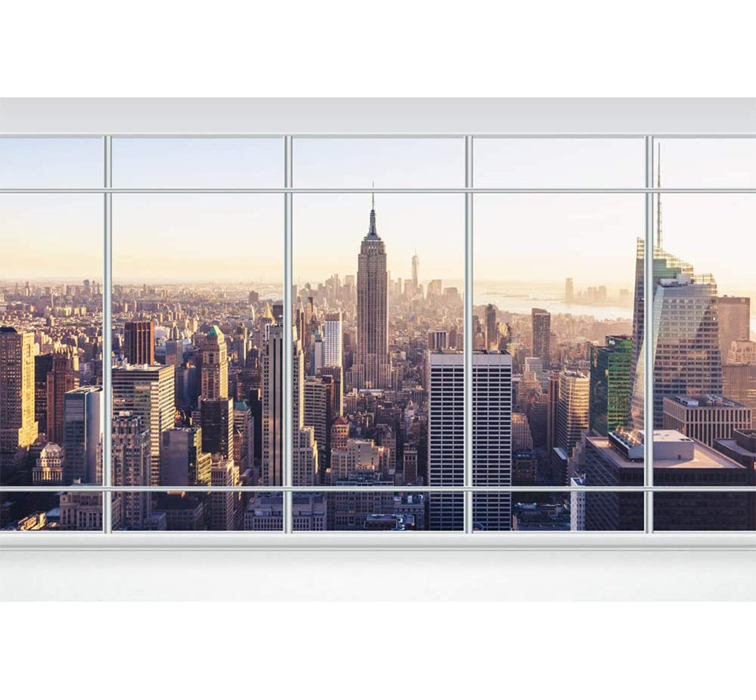 Grid City View Window View Wall Mural IDEA4WALL