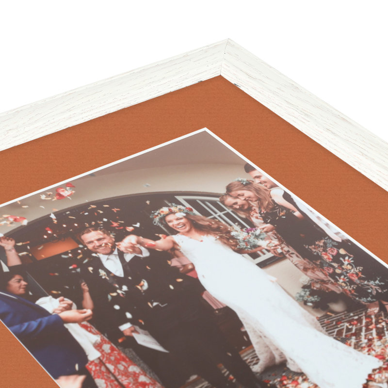Wood Matte Picture Frame with Mat, Red Orange