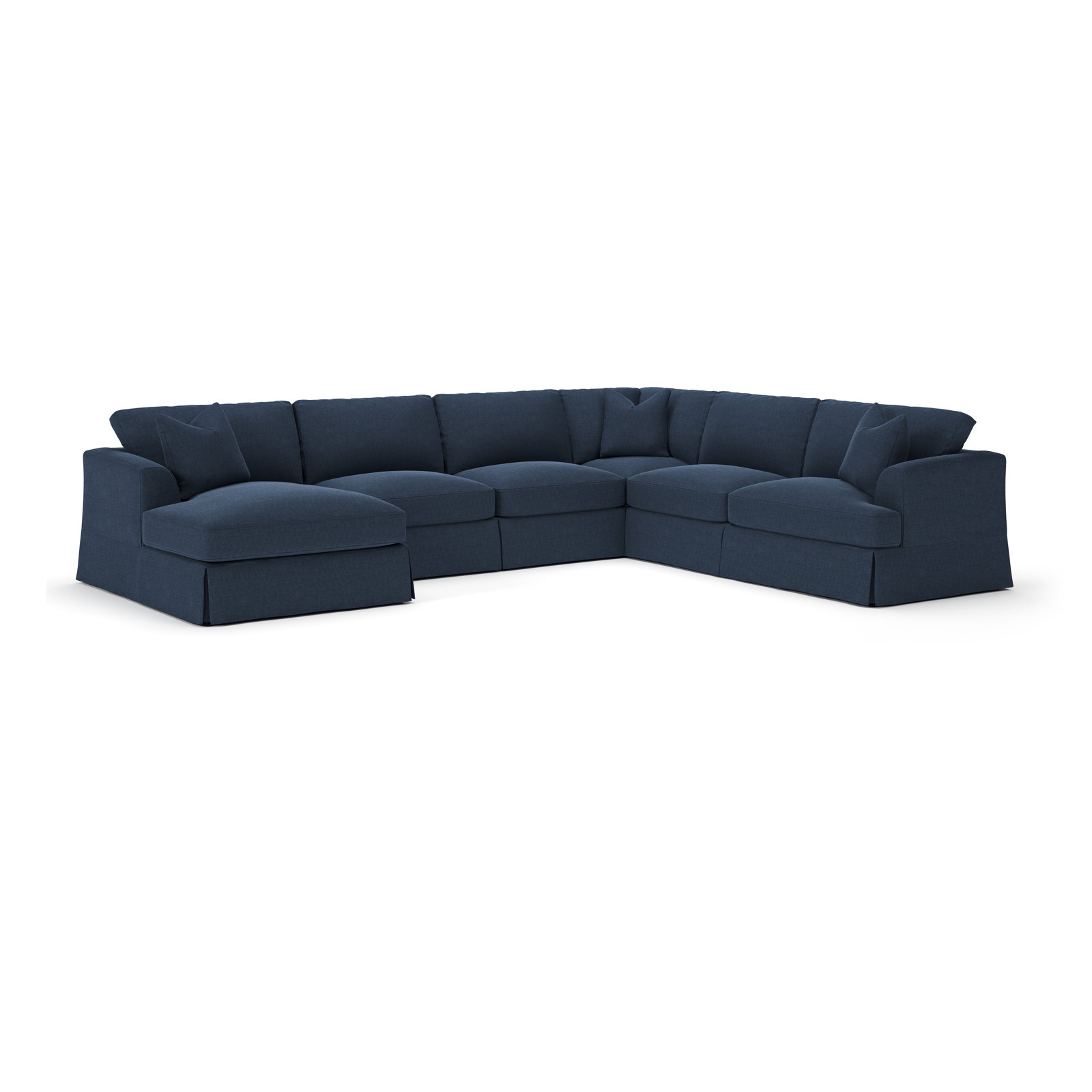 Lucia 151" W U-Shaped Sectional , Left Hand Facing, Drusky Navy Sustain® Basketweave