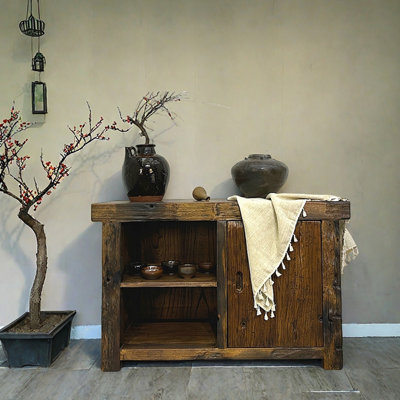 Wabi-Sabi Style Solid Wood Entryway Cabinet