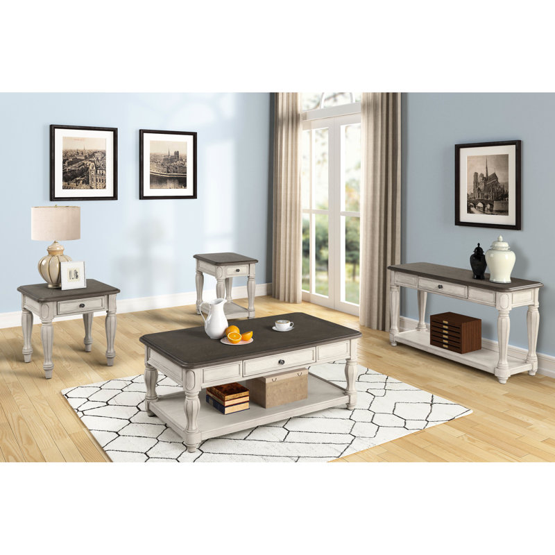 Table de chevet antique blanche et brune - avec tiroir de rangement et tablette, conception classique en construction, tablette incluse,