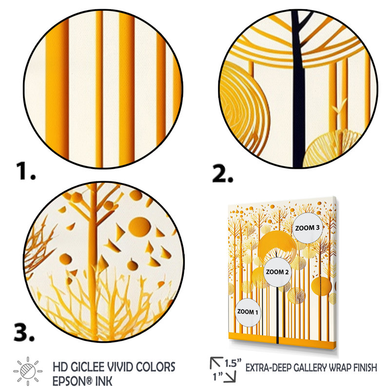 " Abstract Yellow Forest ", Natural Floater Framed, 40" H x 30" W