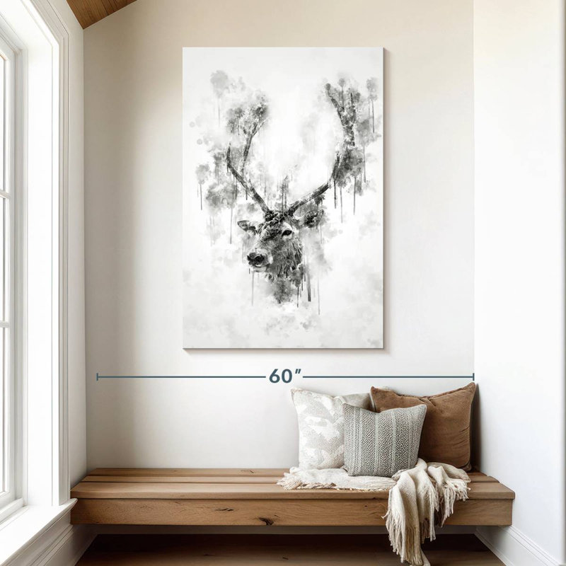 Brampt Elk Head Black And White, 48" H x 32" W