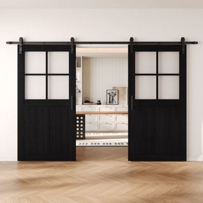Portes de grange non assemblées et finies en verre givré demi-Lite 30 po x 80 po Homacer de Homacer
