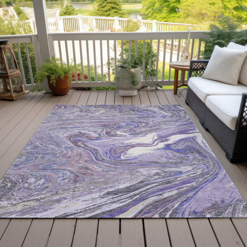 Tapis mauve lavable intérieur / extérieur Malika , 2 pi 6 po x 3 pi 10 po