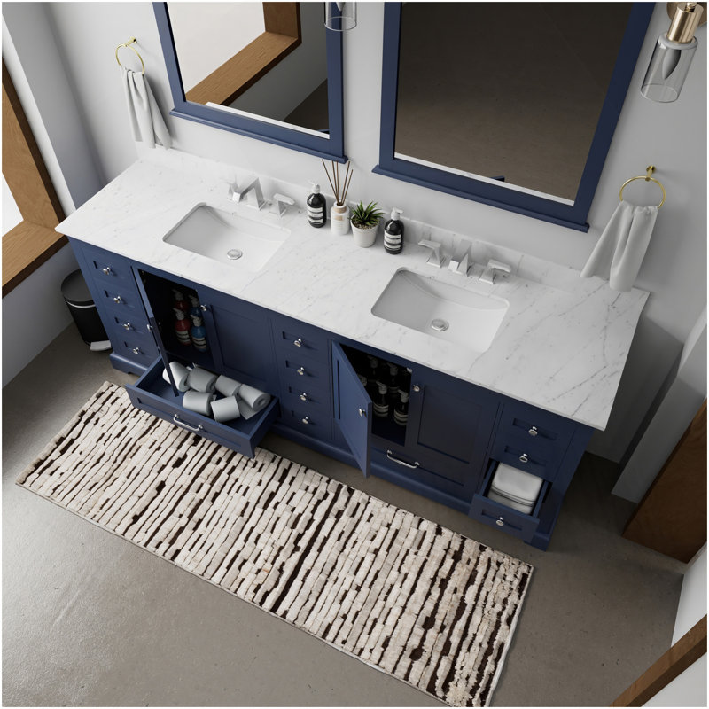 Meuble-lavabo double bleu marine