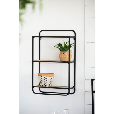 3 tablettes murales, 20 x 8 x 32 po, tablettes en bois rustique et métal noir, rangement fonctionnel pour livres et présentoirs, capacité de 22 lb par tablette, décorations en métal et en bois, style, peut contenir des objets de présentation