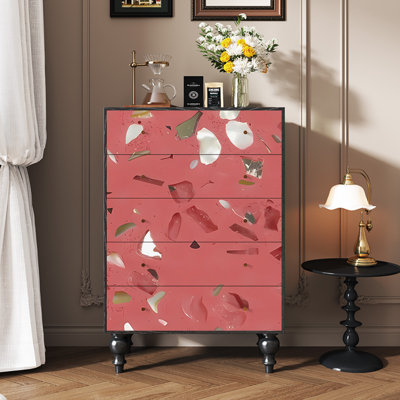 Solid Wood 5-Drawer Entryway Chest