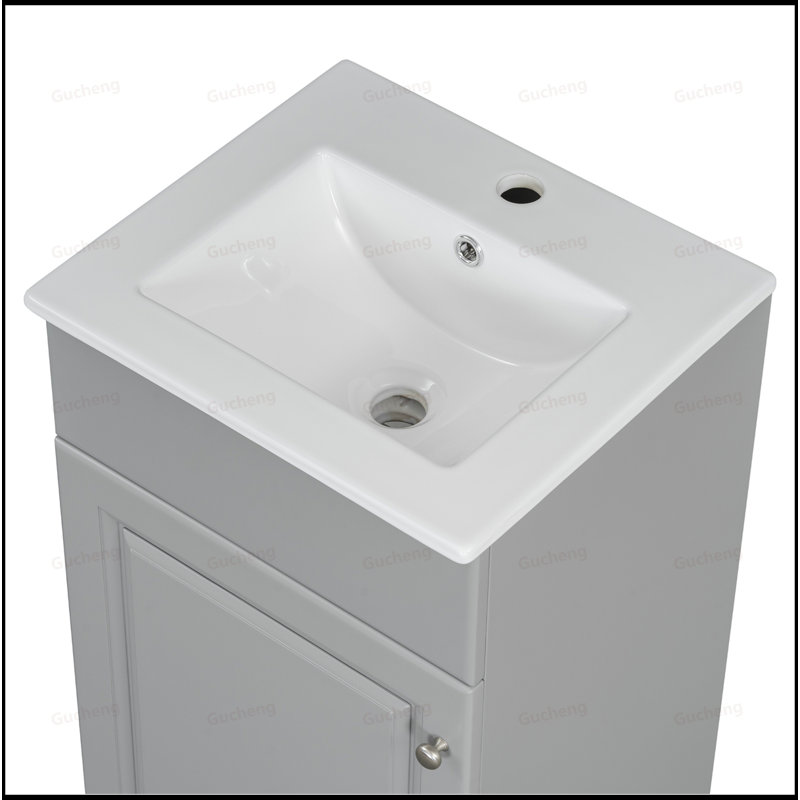 18"Bathroom Vanity With Sink And Adjustable Shelf, Gray
