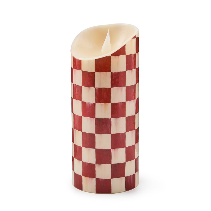 Check Flameless Pillar Candle, 7" x 3" Flameless, Mocha