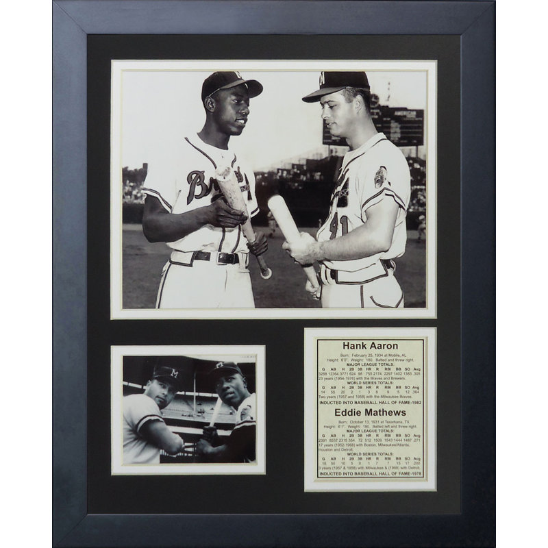 Hank aaron & eddie mathews, reproduction de photo encadrée
