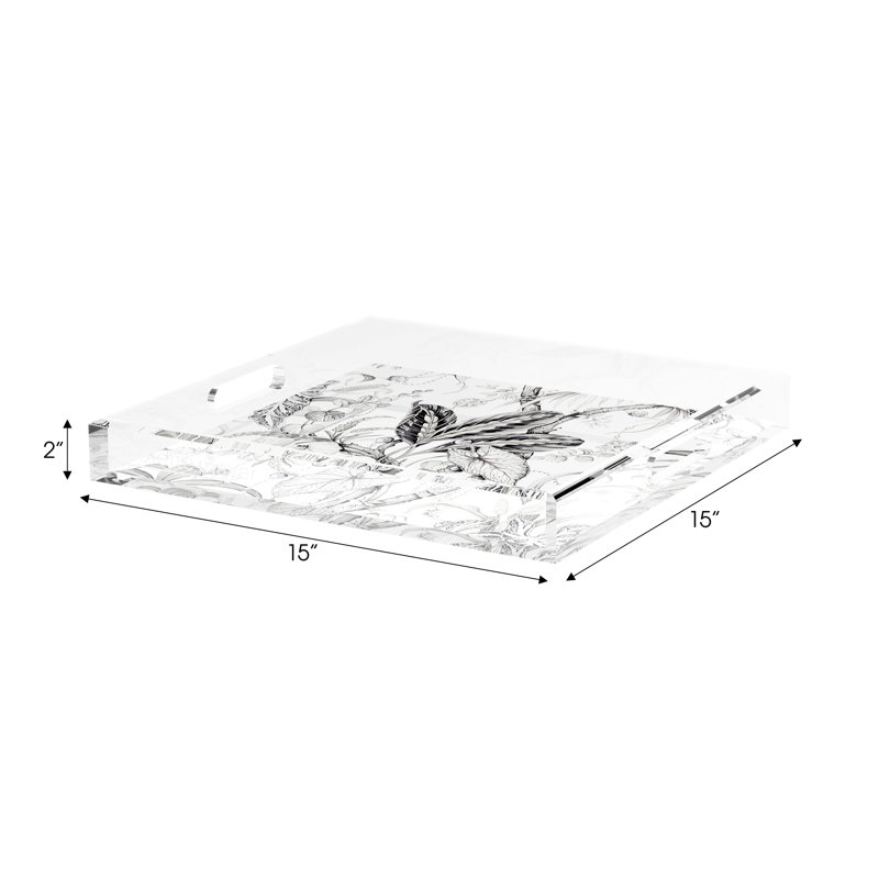 Amazonia Acrylic Square Decorative Tray, Dovecote, 15"W x 15"D x 2"H