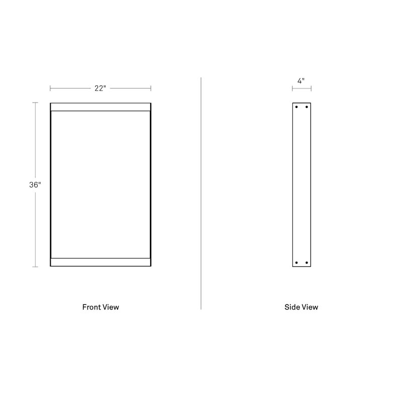 Rectangle Mirror, 78" x 25", Whitewashed Ash