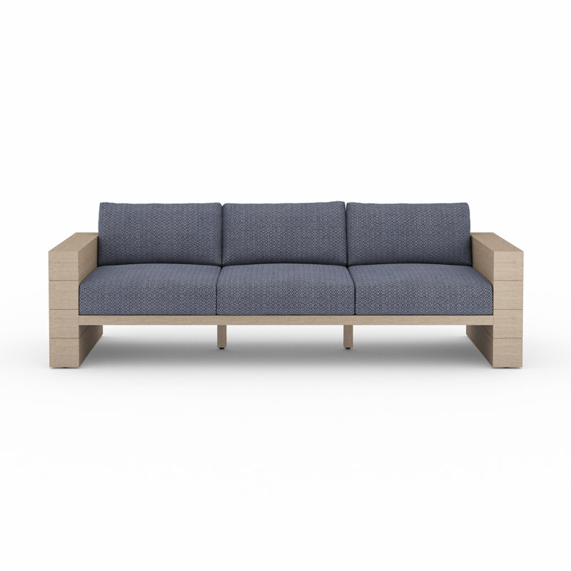 Tsubaki 96" Wide Patio Sofa, Washed Brown, Charcoal Polypropylene/Olefin