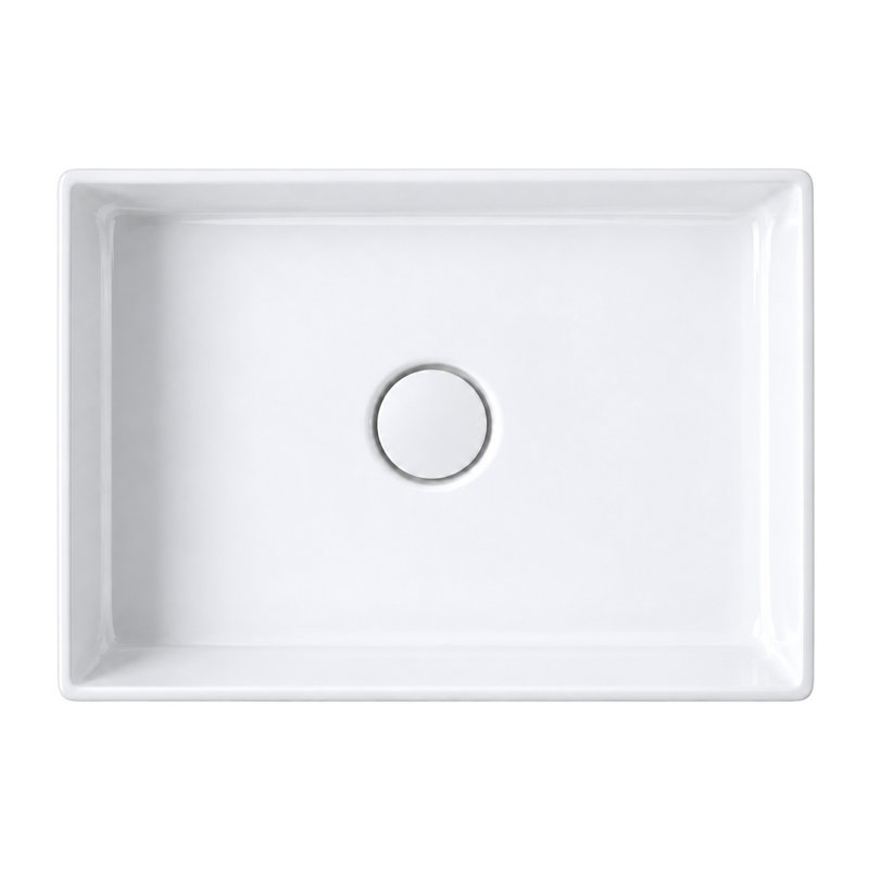 Sagan 19.69'’ Vessel Bathroom Sink in Fireclay with Drain
