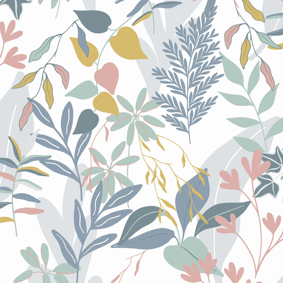 Fresco Unisex Yellow Inky Tropical Leaf Indigo & Ochre Wallpaper In | Size: 10000Mm_x_520mm - Image 10