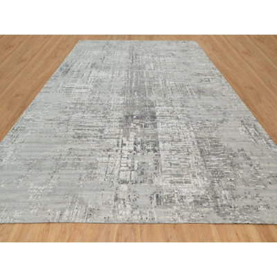 12'x14'9" Gray Modern Undyed Natural Wool Hand Knotted Oversized Rug B02167B45FDB4ECDBB80B49F42B397FC