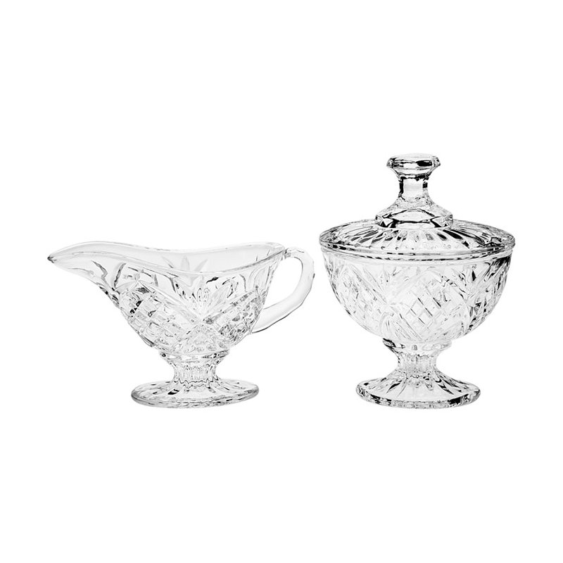 Dublin Crystal Sugar Holder and Creamer Set