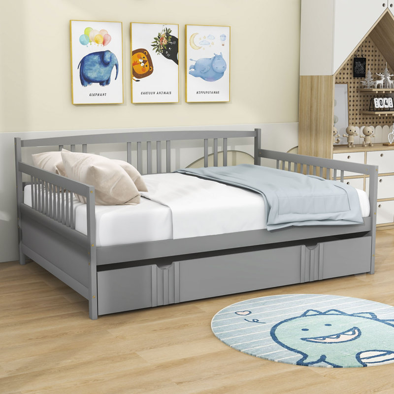 Eolia Wood Daybed With Trundle, Full, Gray