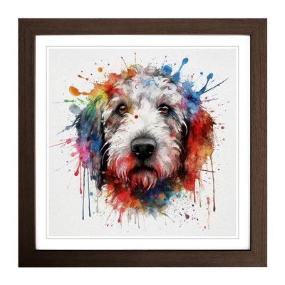 Labradoodle Splatter - Single Picture Frame Print on Wood