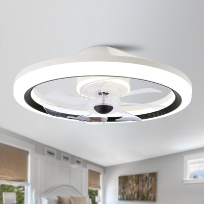 Coel 19 Inch Modern Smart Low Profile Flush Mount Ceiling Fan with Lights and APP Control