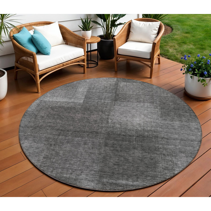 Tapis rond gris anthracite 8 po