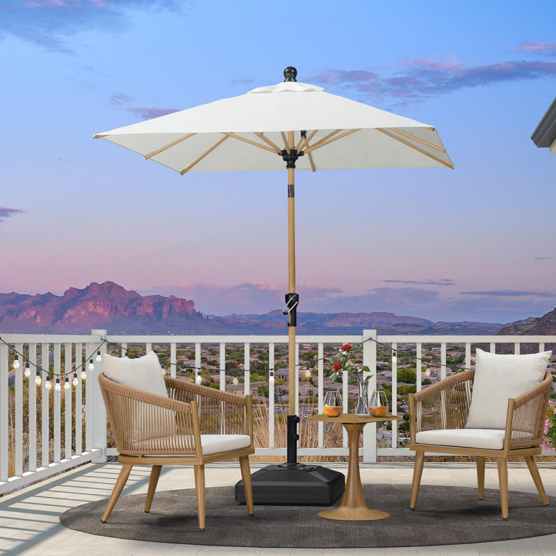 Parasol de marché de 6 pi x 6 pi avec parasol de table en aluminium avec bouton-poussoir inclinable et 8 parasols robustes pour la terrasse