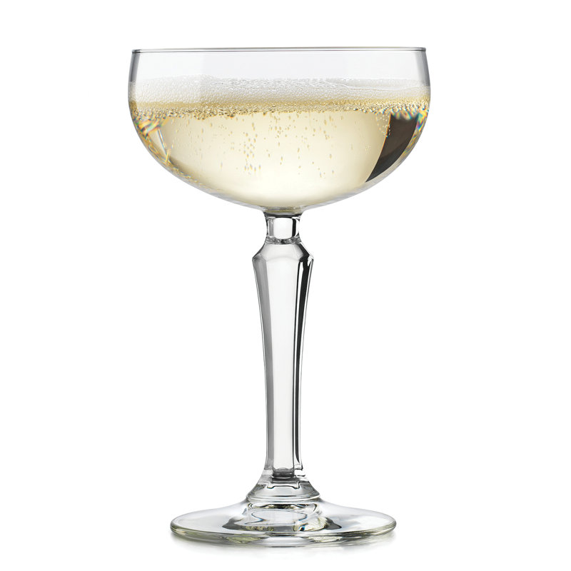 Vintage Diamond-Cut Coupe Cocktail Glass Set, Clear Glass, 8.6 oz, Set of 4