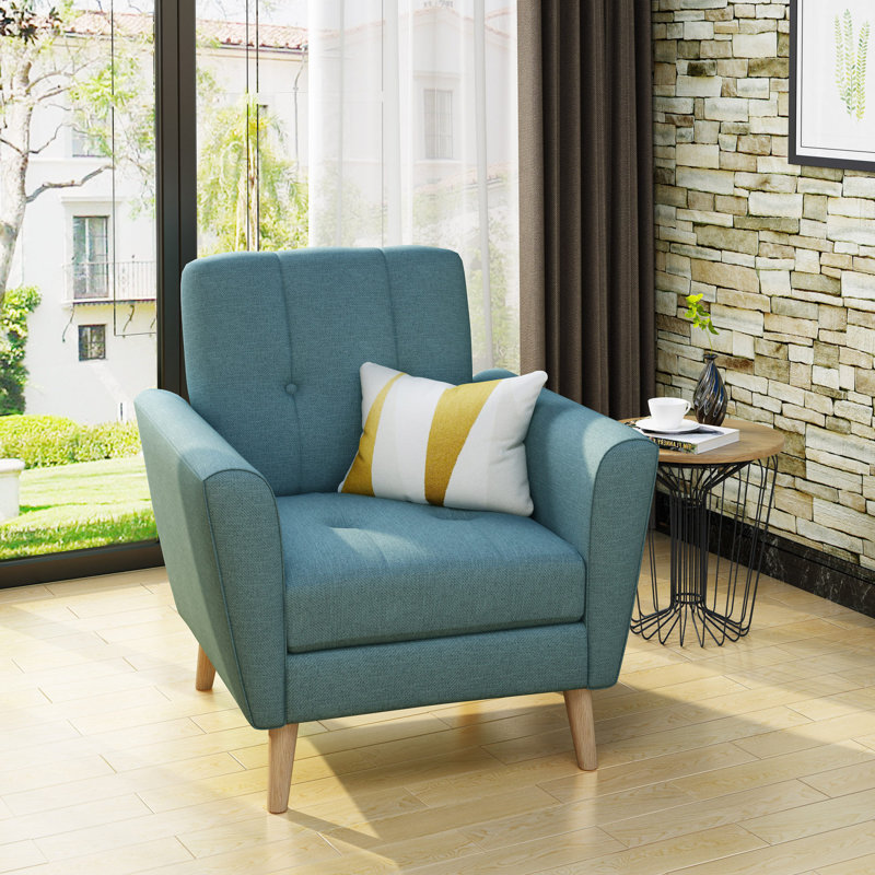 Chaises d'appoint confortables en tissu bleu, style Mid-Century pour la maison