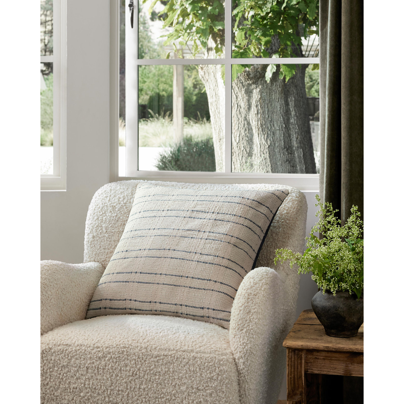 Belmont Striped Cotton Throw Pillow, Down