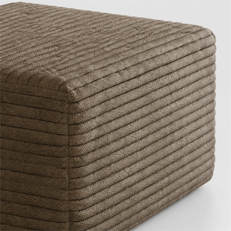 Canapé-lit en velours côtelé 23,7 po x 25,7 po, tabouret de pieds rectangulaire en peluche sans assemblage avec conception capitonnée à rainures, décor multifonctionnel peu encombrant pour le salon