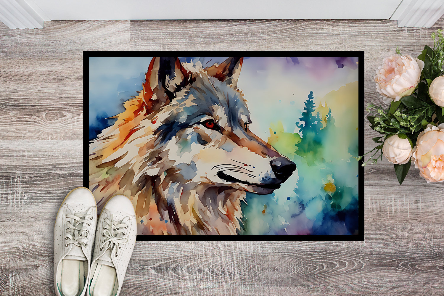 East Urban Home Radwan Wolves Wolf Non-Slip Indoor and Outdoor Door Mat ...